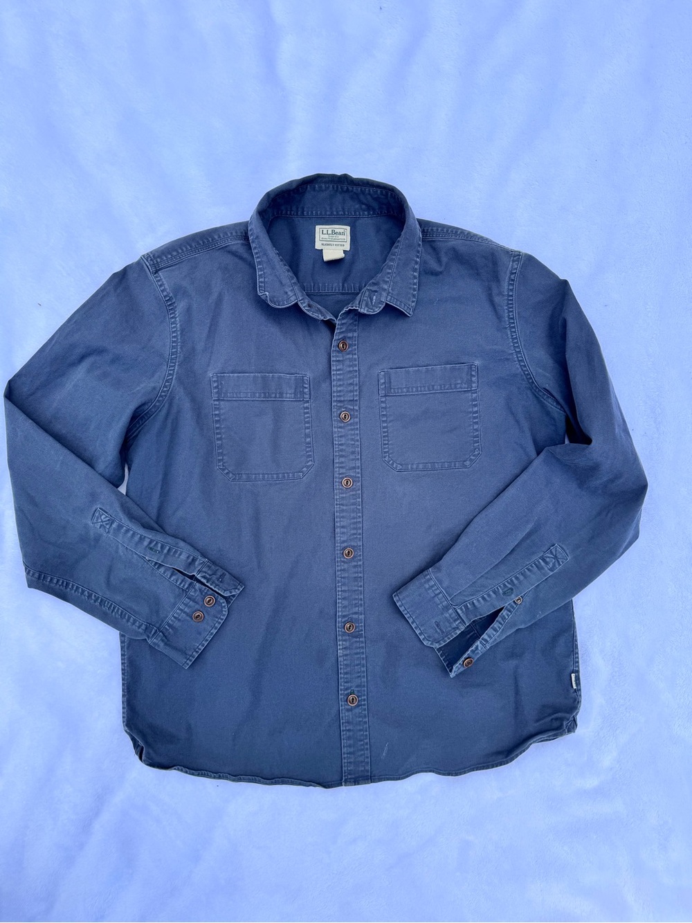 L.L.Bean Navy Blue Slightly Fitted Button-Up Shirt